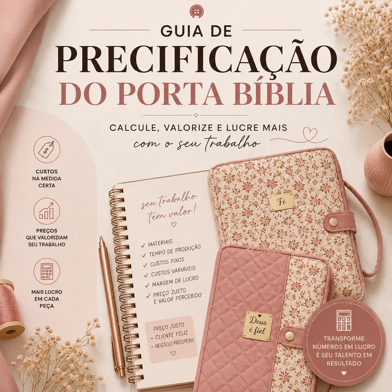 Guia de precificação do porta-bíblia com caderno e porta-bíblias